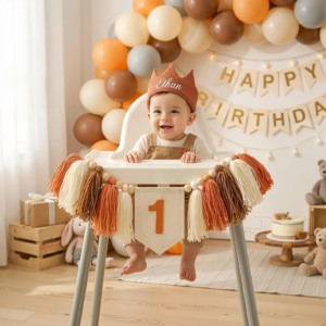 High chair banner with hat